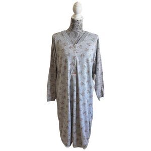 VINTAGE Sasson Intimates Floral Print Nightgown Gray One Size